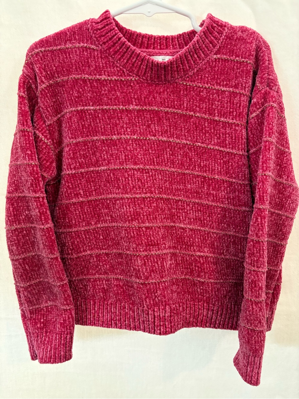 jumping beans Plush Chenille Crewneck Sweater in Deep Pink